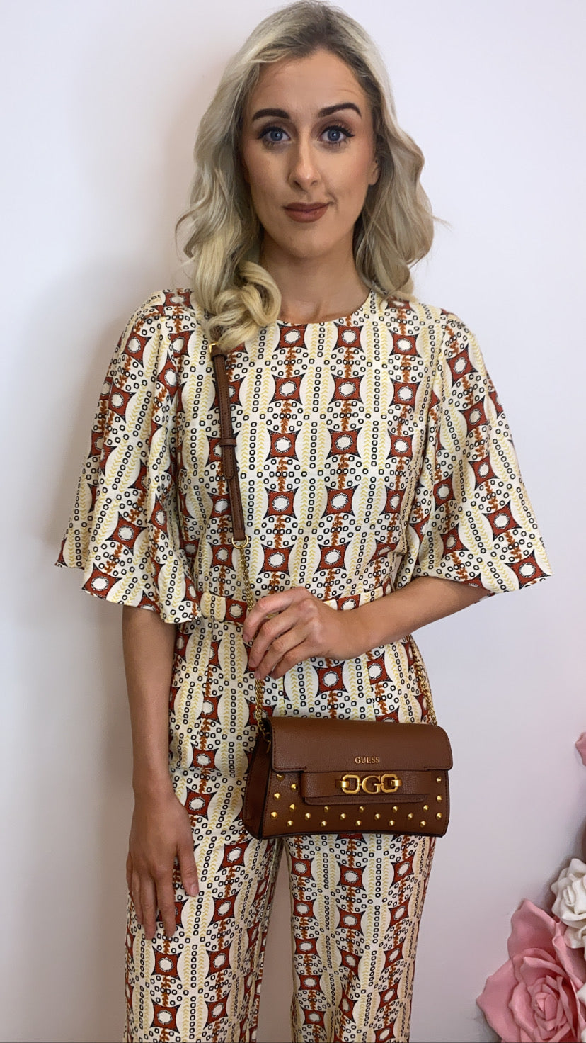Cleo cream print traffic jumpsuit