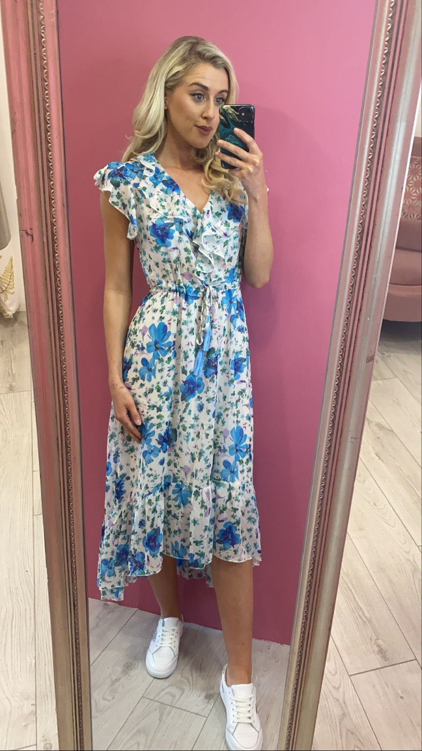 Kate 3516 blue green floral dress