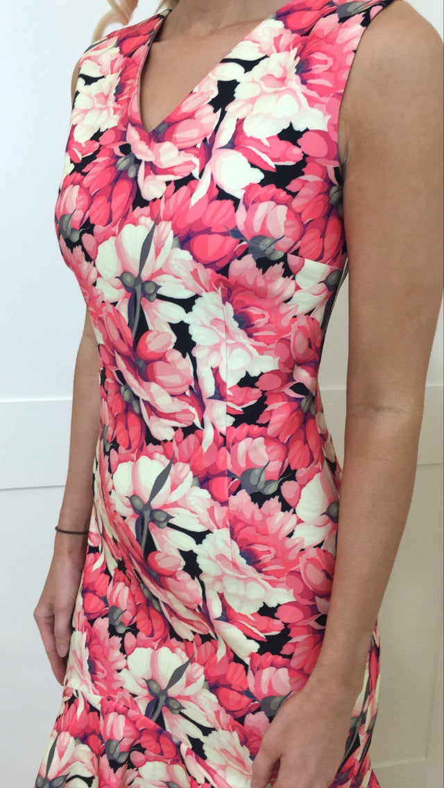 Flora coral floral midi