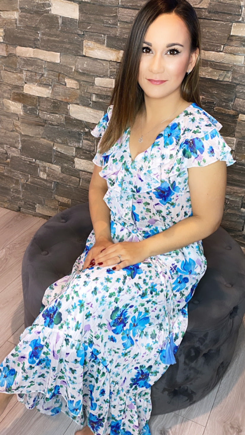 Kate 3516 blue green floral dress