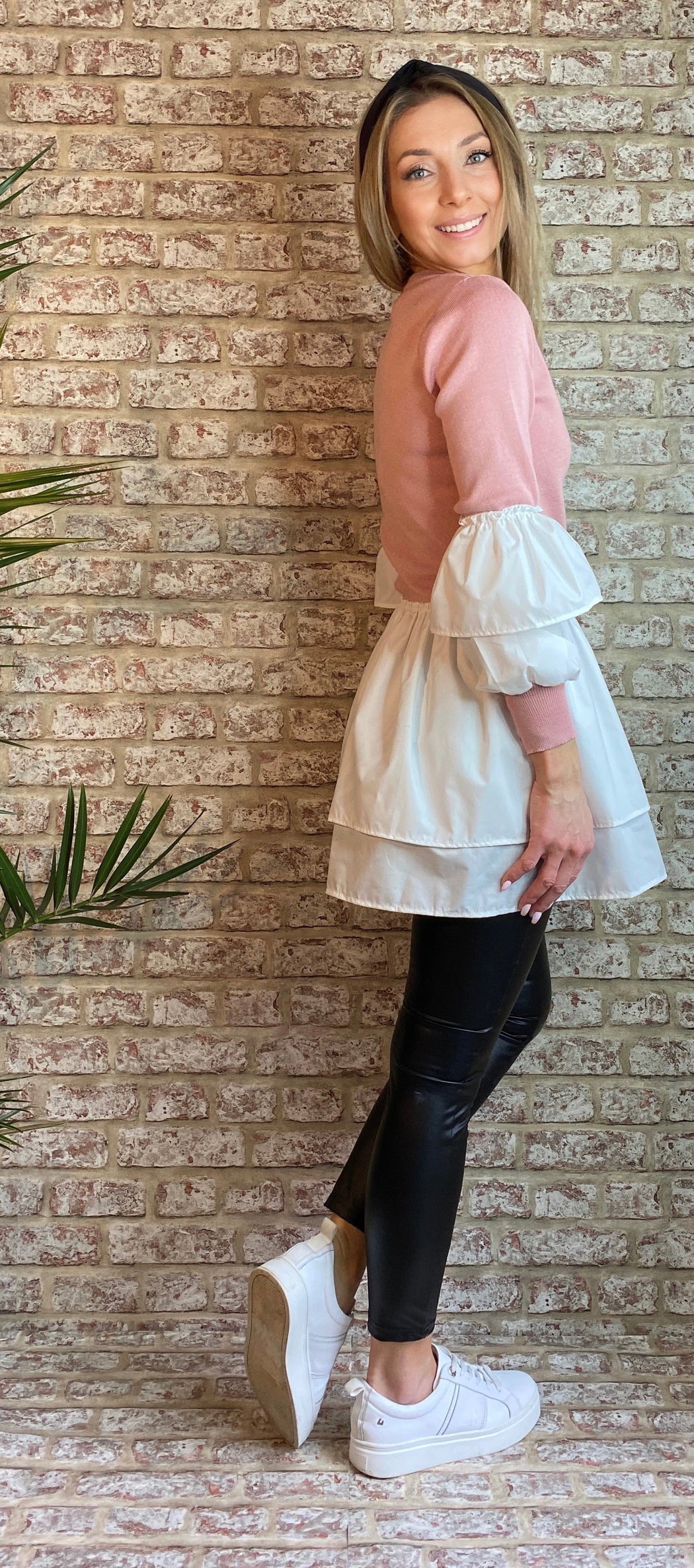Jessica Blush peplum hem knit