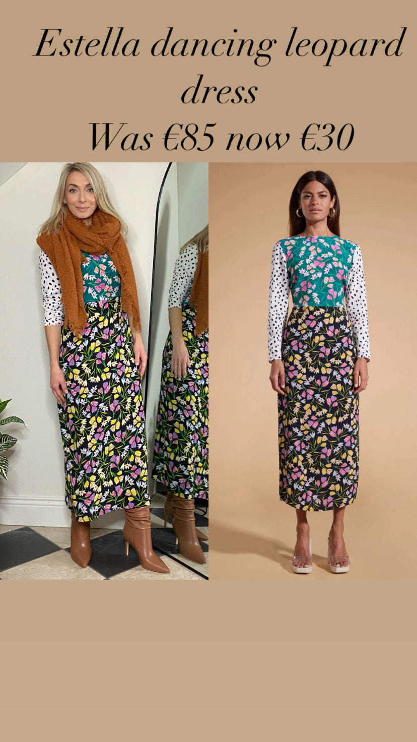 ESTELLA DANCING LEOPARD MIDAXI DRESS IN TULIP AND POLKA DOT MIX