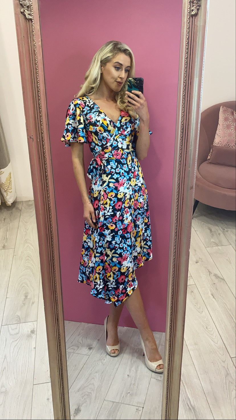 Cait floral print wrap dress