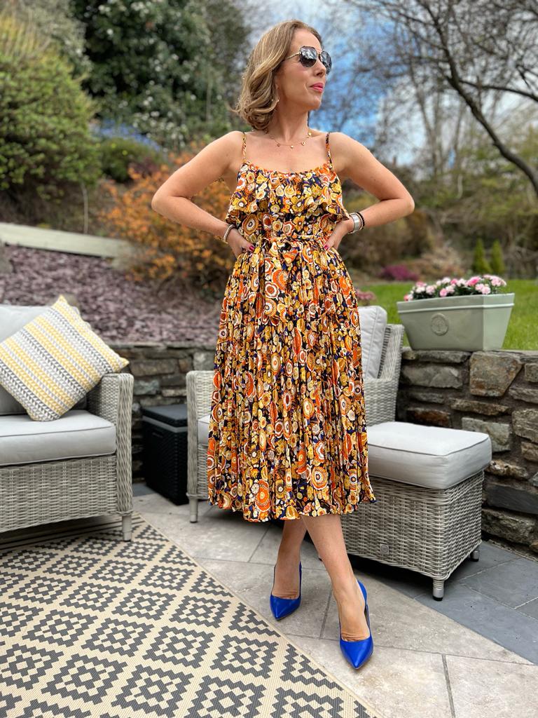 Grace black traffic print dress
