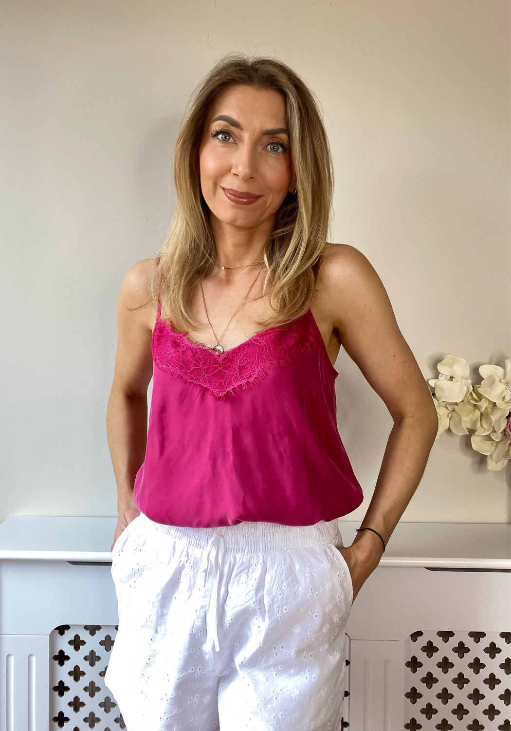 122861 salsa pink cami with lace sale