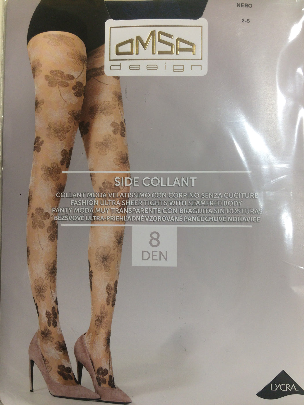 3583 floral tights in black