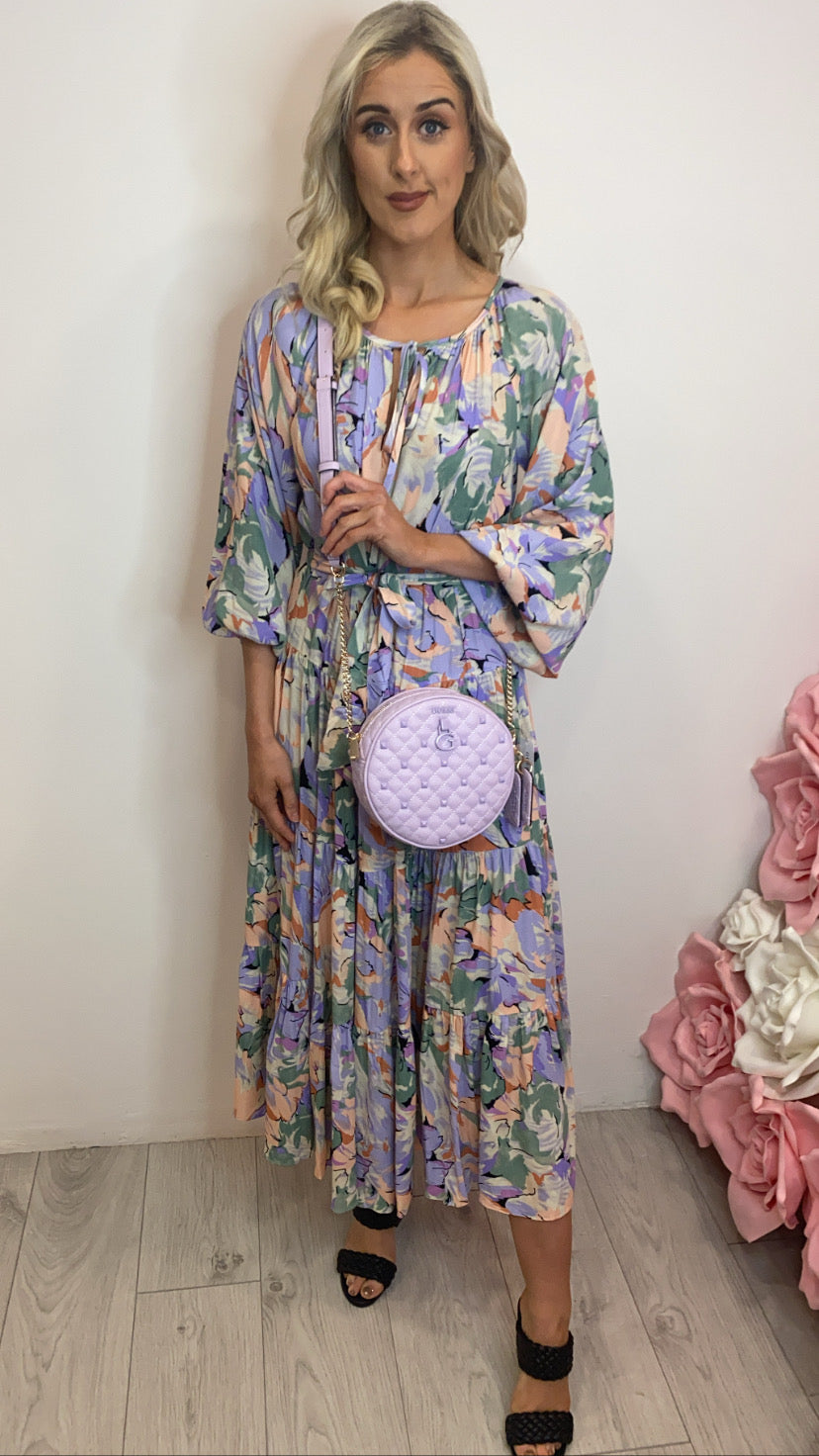 Purple peach Woodstock traffic Boho style dress