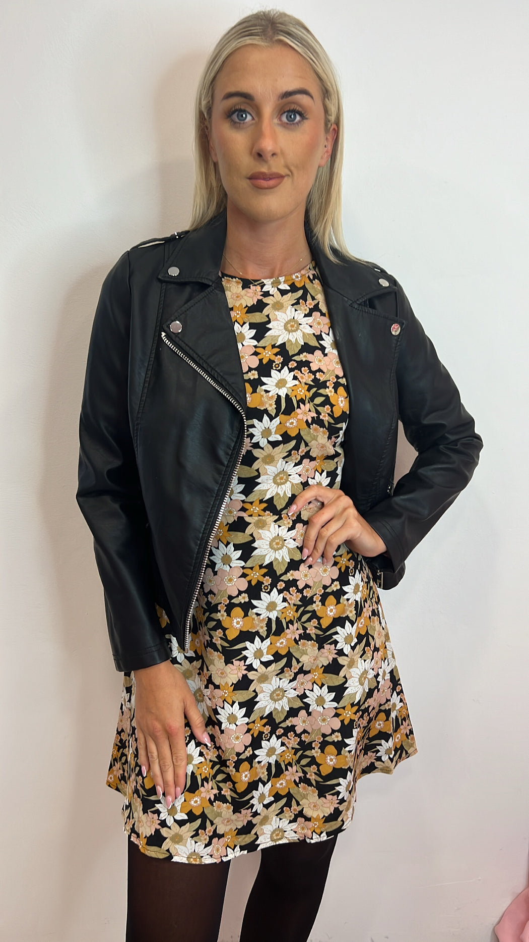 Clara black floral traffic dress