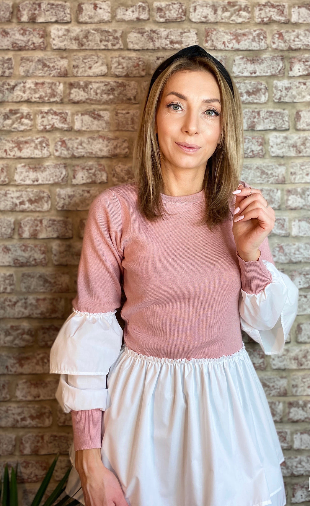Jessica Blush peplum hem knit