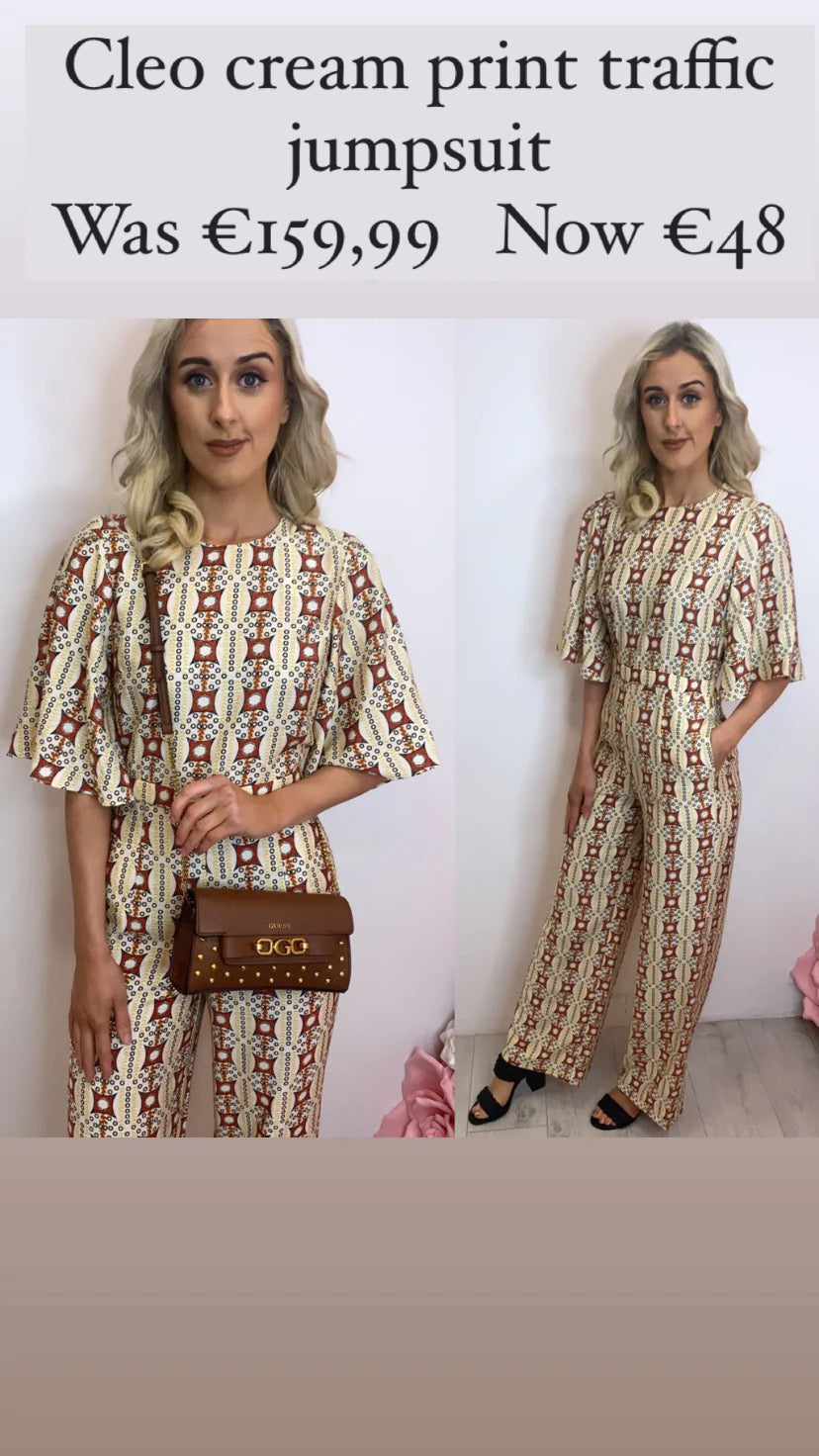Cleo cream print traffic jumpsuit