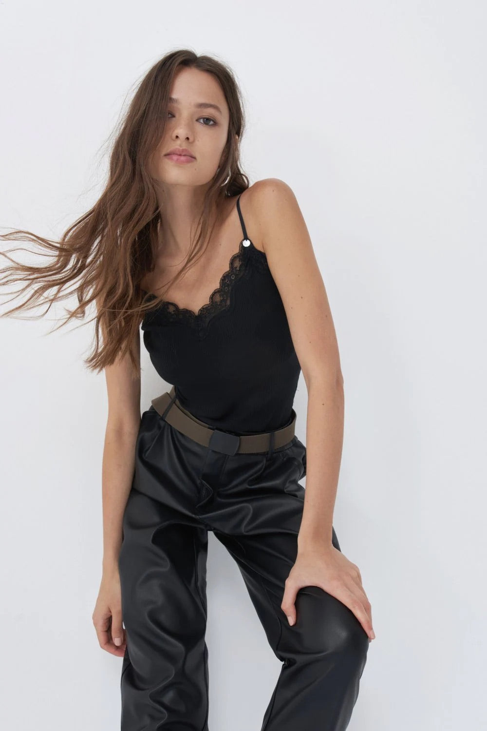 124101 BLACK SALSA LACE TOP WITH ADJUSTABLE STRAP SALE