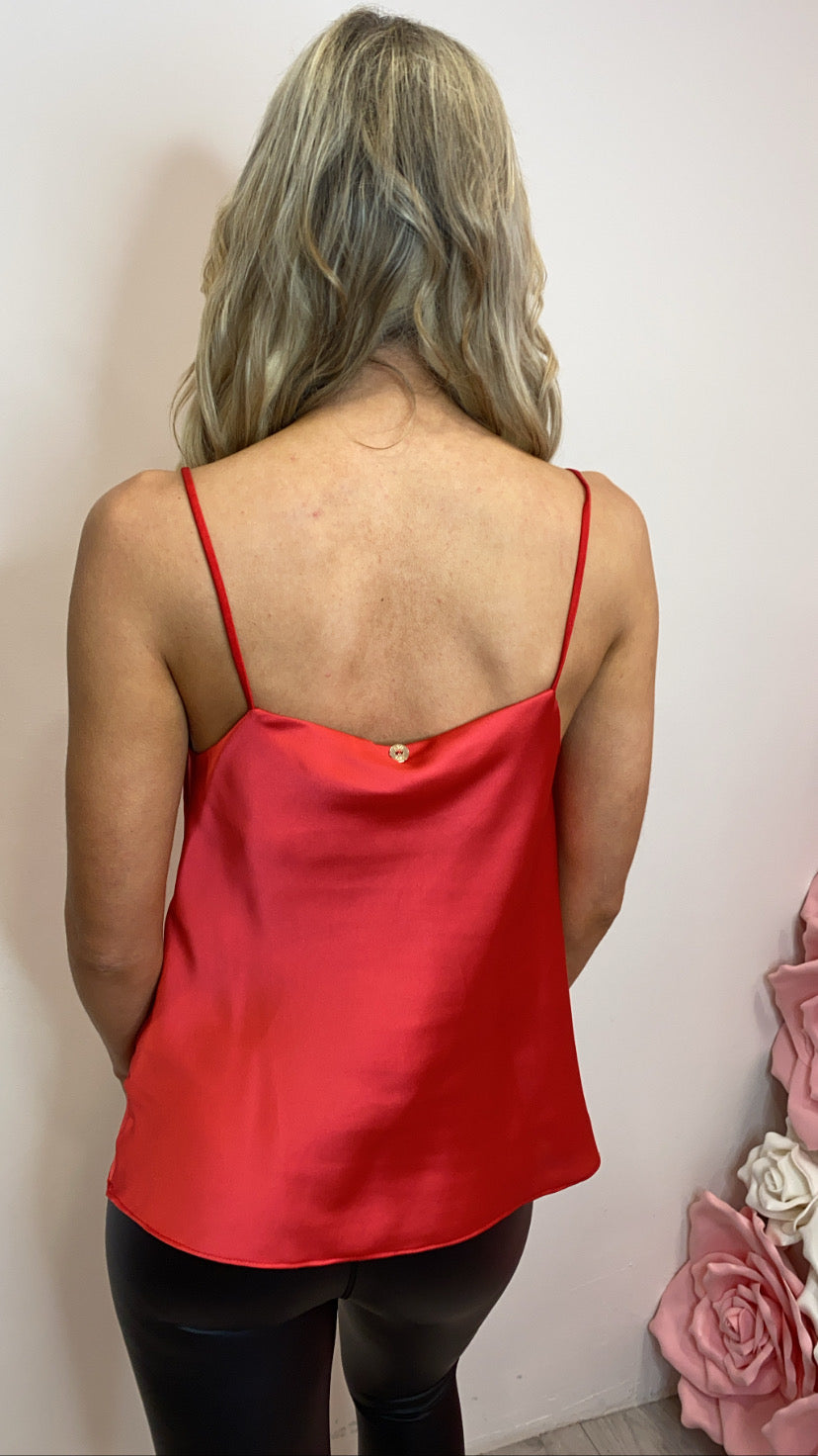 azalea coral satin cami top