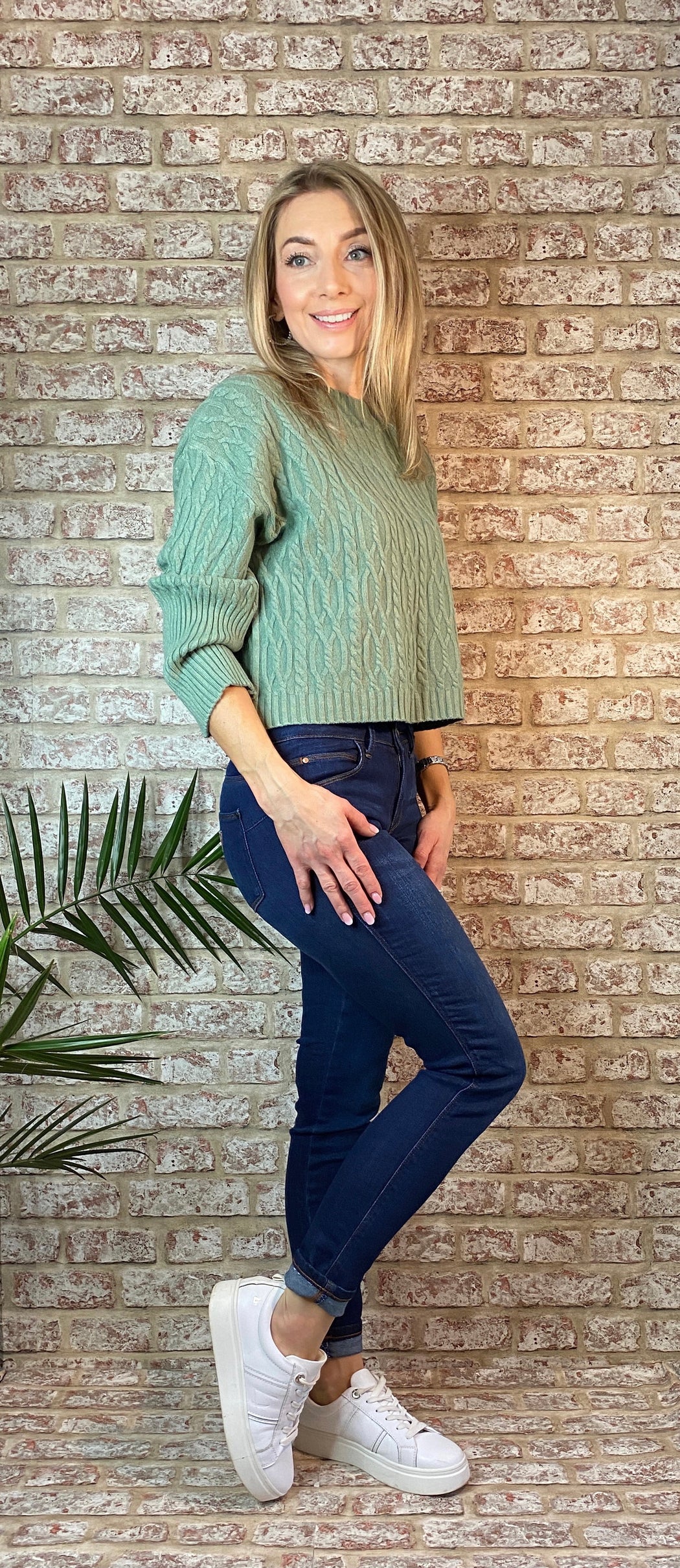 Mabuin duck egg blue cable knit