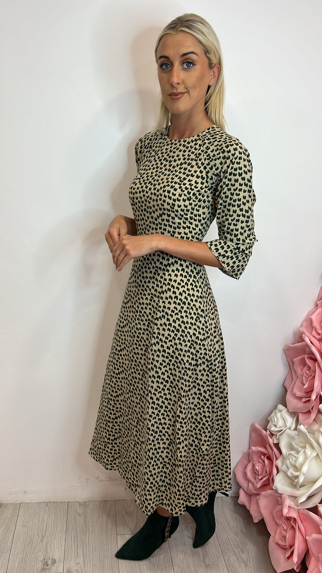 Hush green traffic heart print midi