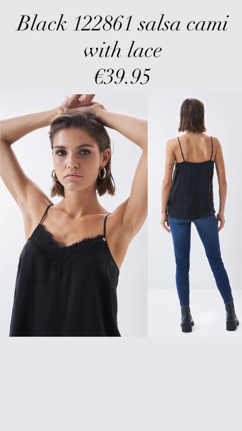 122861 black salsa cami with lace sale