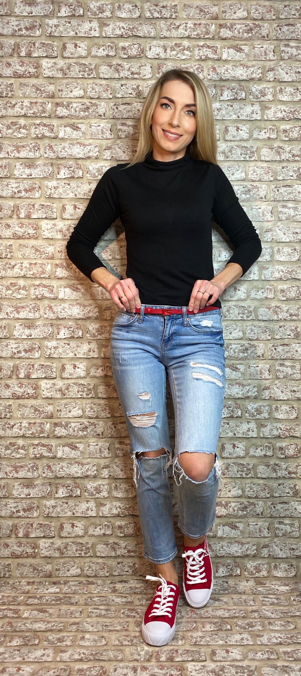 BW7577LEA15 Red guess logo g belt