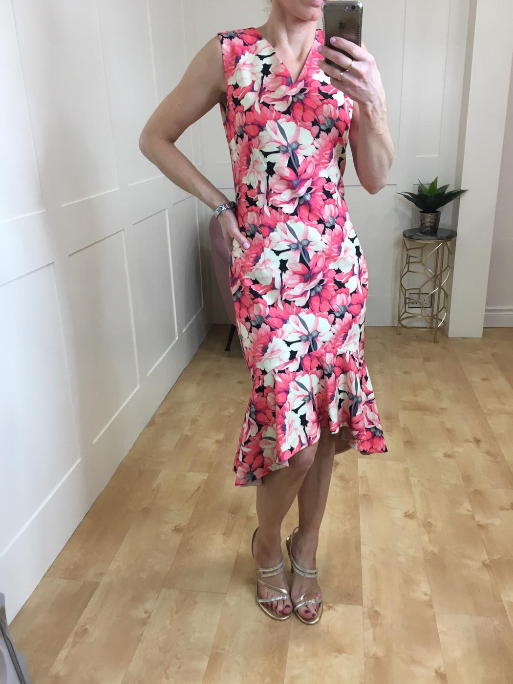Flora coral floral midi