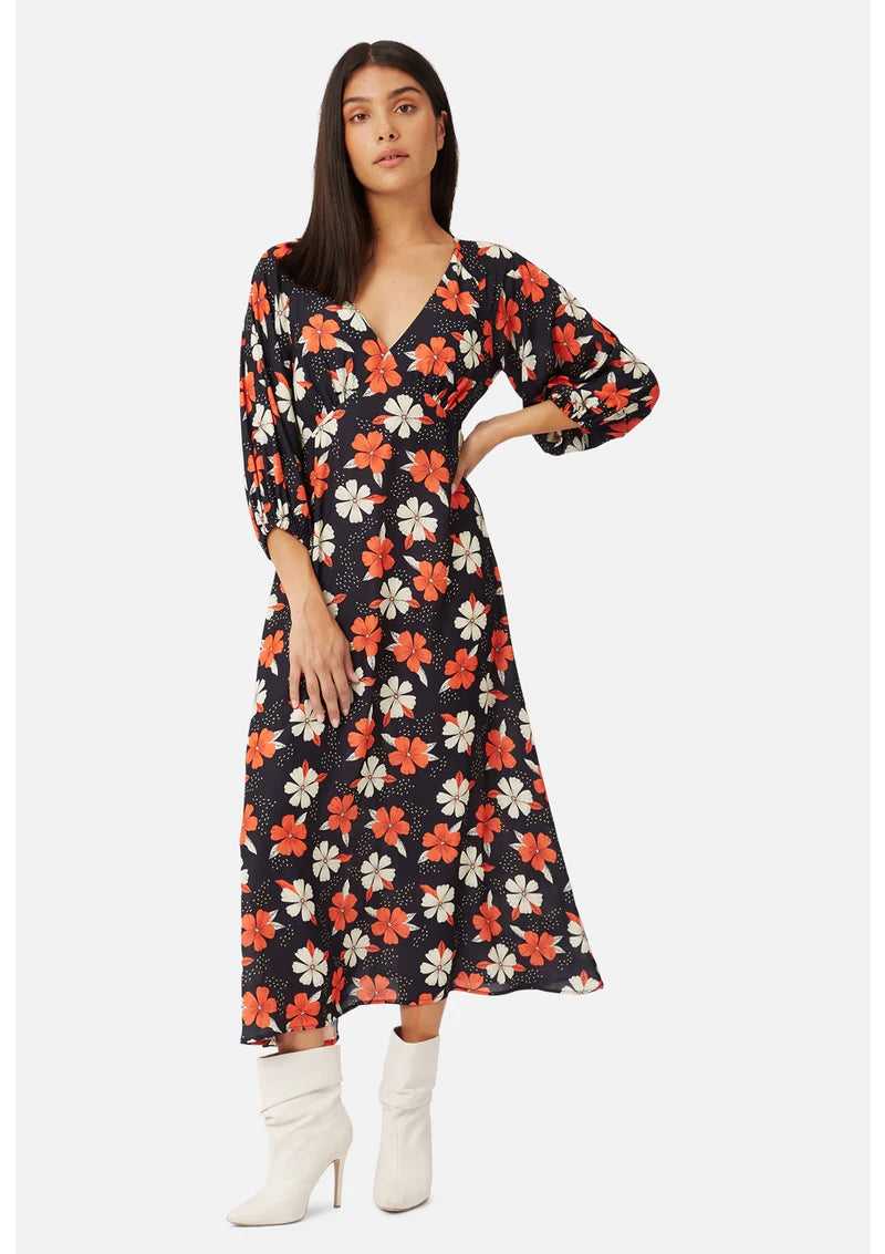 Traffic people Gloria black floral dress