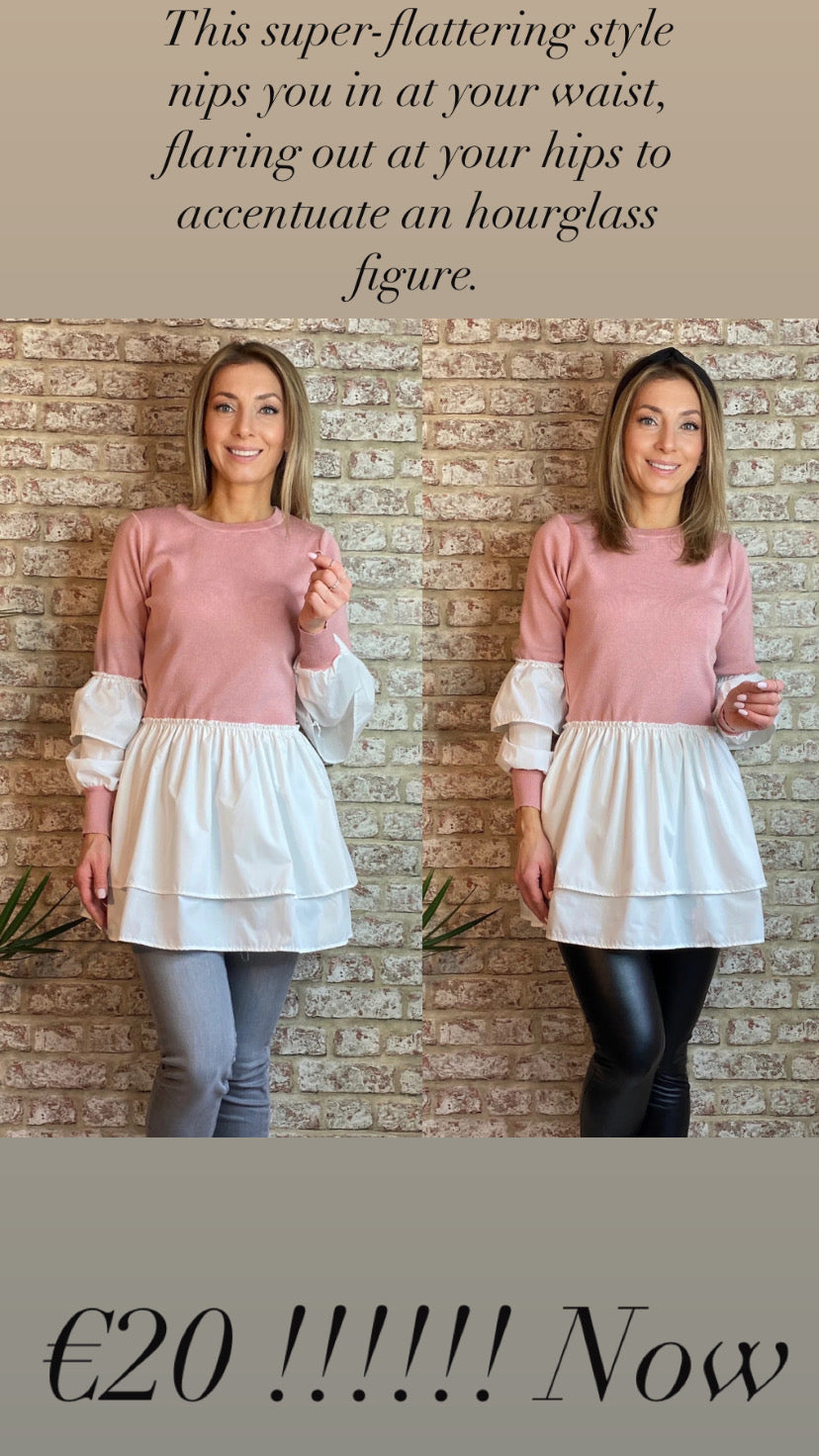 Jessica Blush peplum hem knit