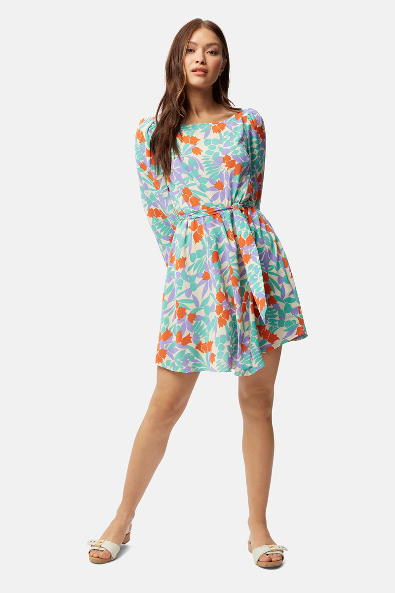 Purple green floral lilly traffic dress