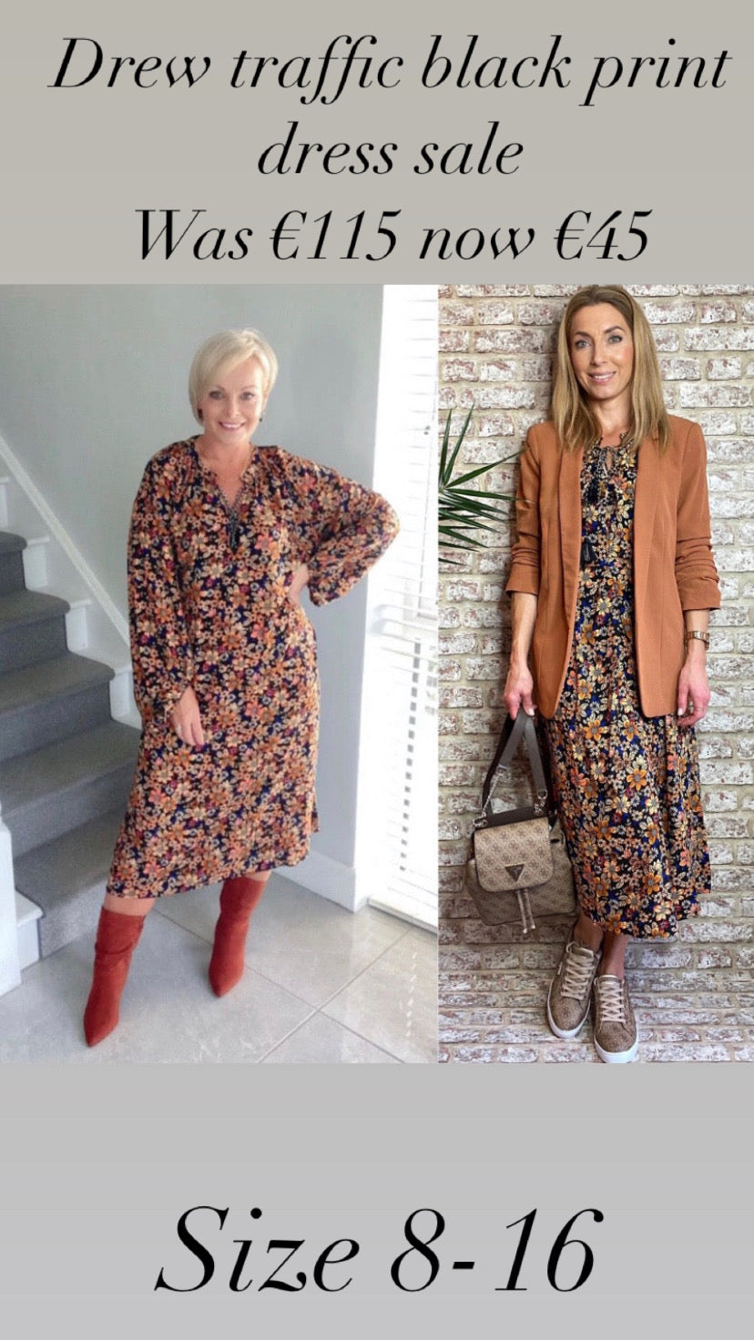 Drew traffic black print dress sale