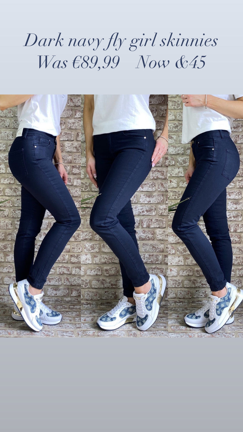 Dark navy fly girl sale skinnies