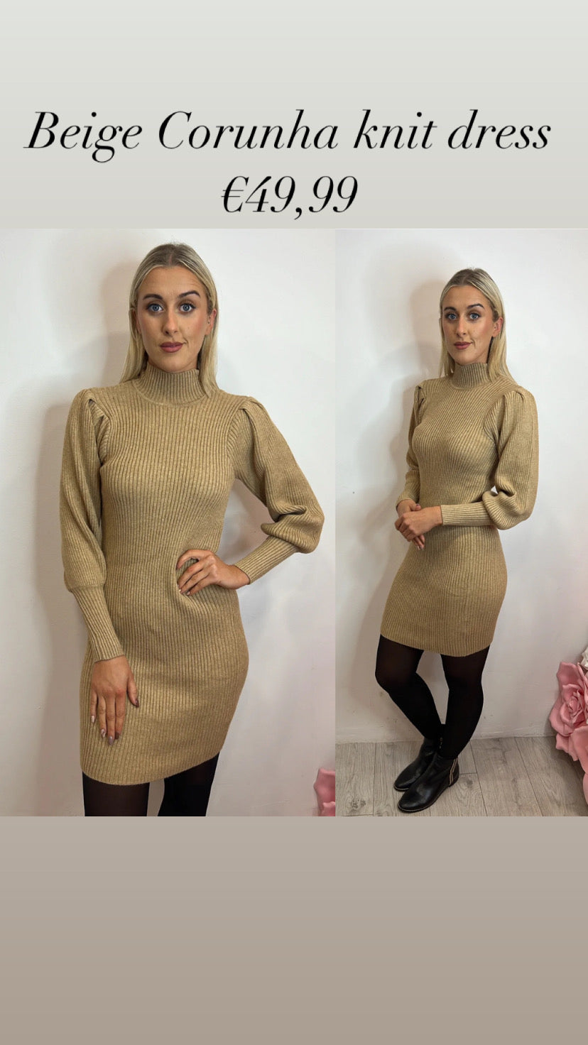 Beige Corunha knit dress