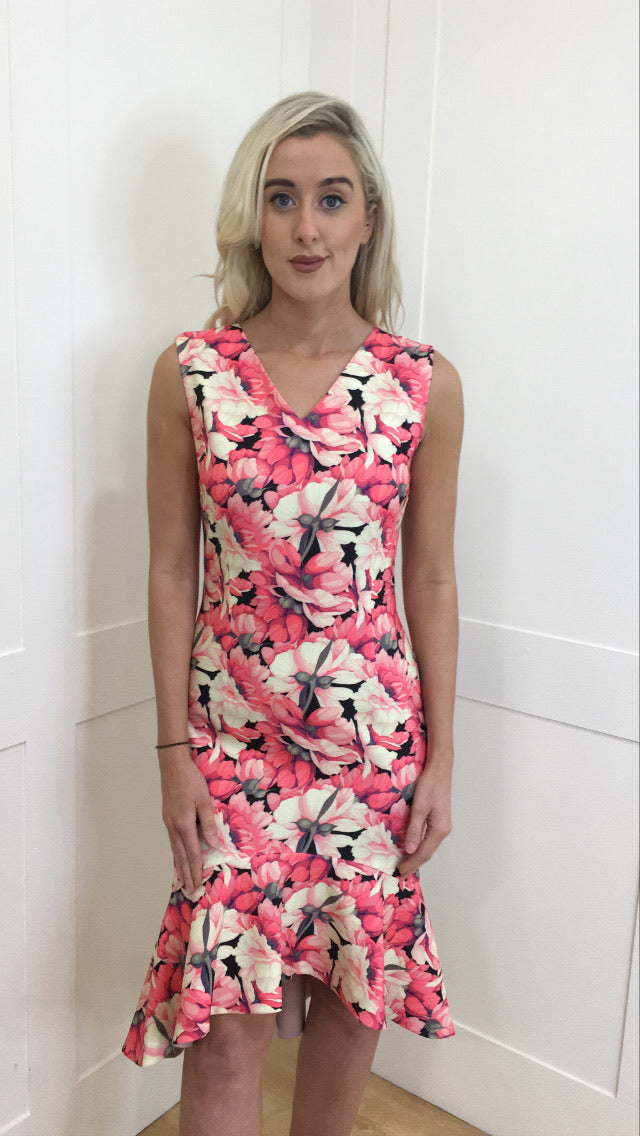 Flora coral floral midi
