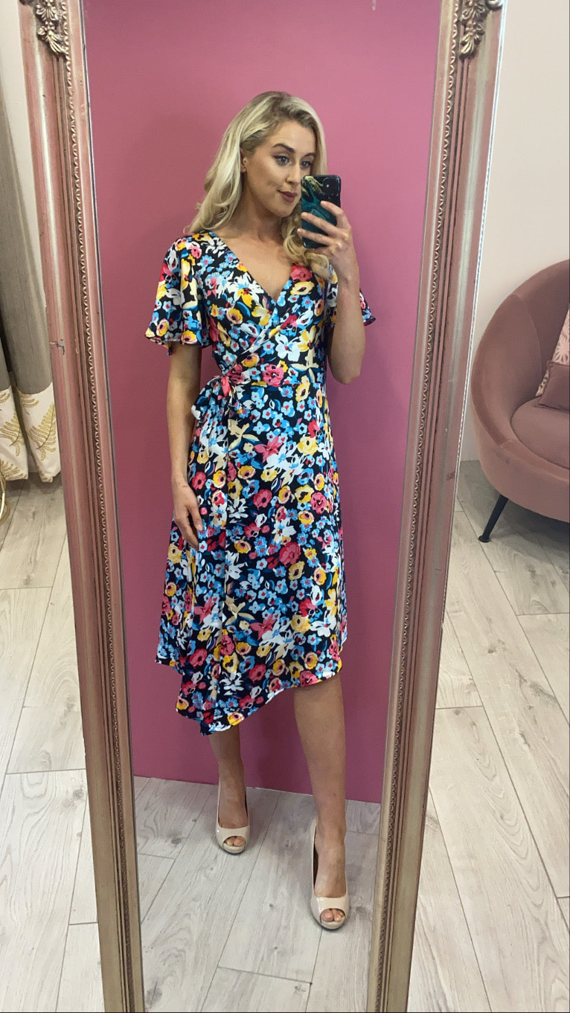 Cait floral print wrap dress