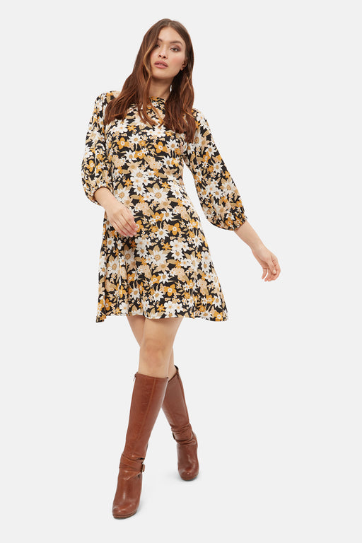 Clara black floral traffic dress