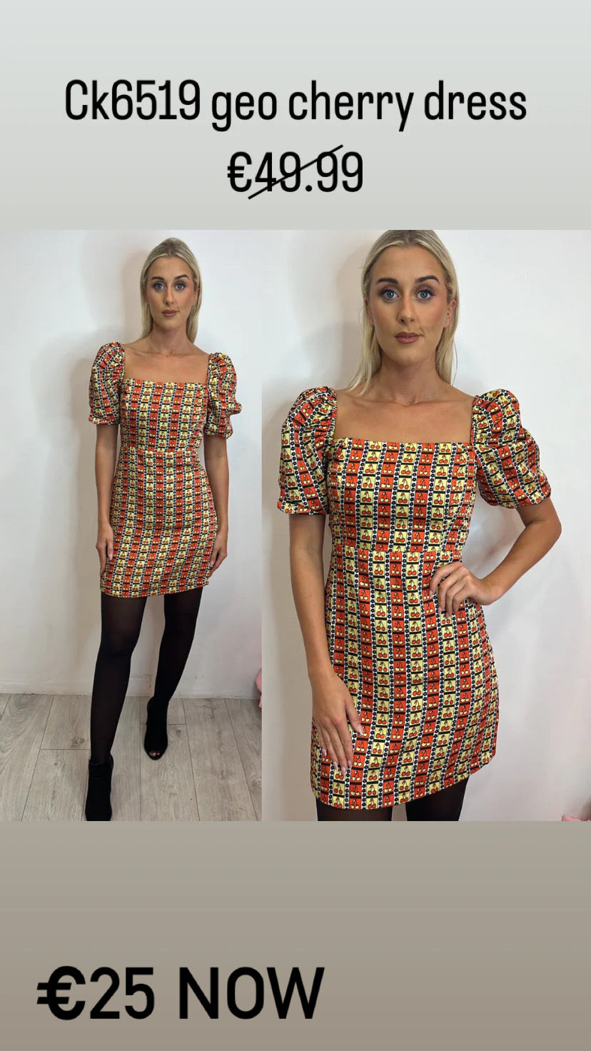 Ck6519 geo cherry dress