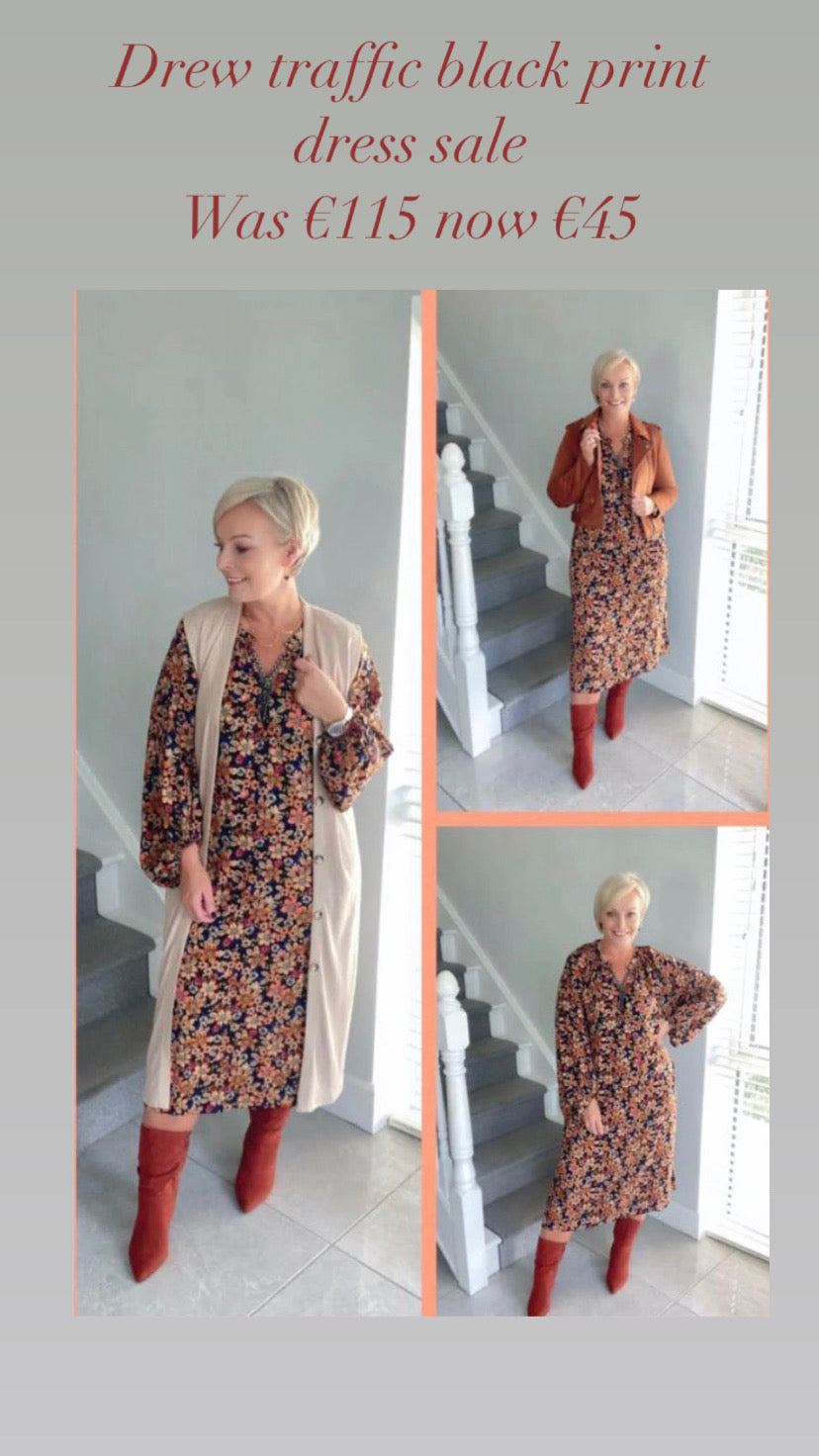 Drew traffic black print dress sale