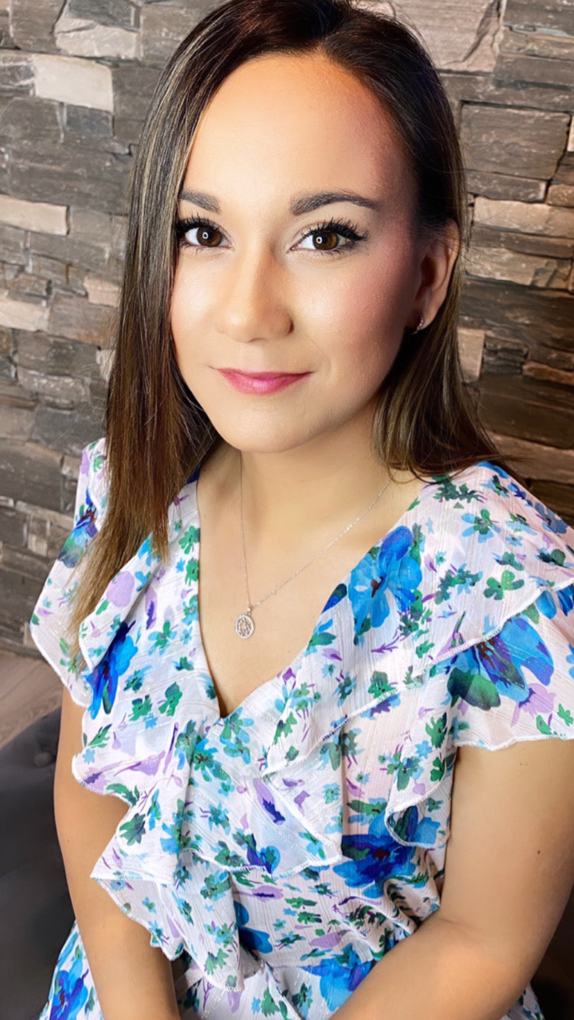 Kate 3516 blue green floral dress