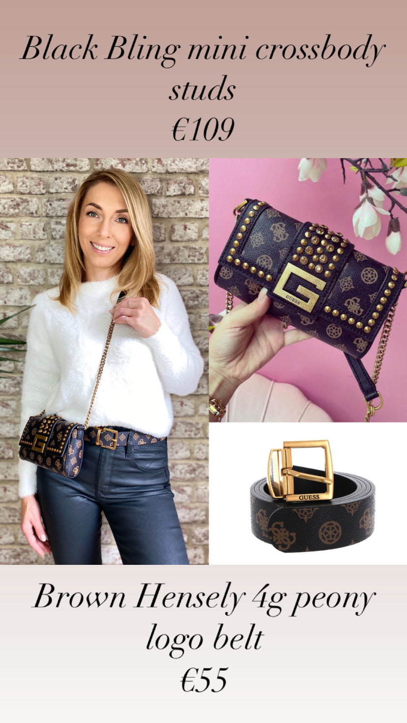 BW7548VIN35 Brown Hensely 4g peony logo belt