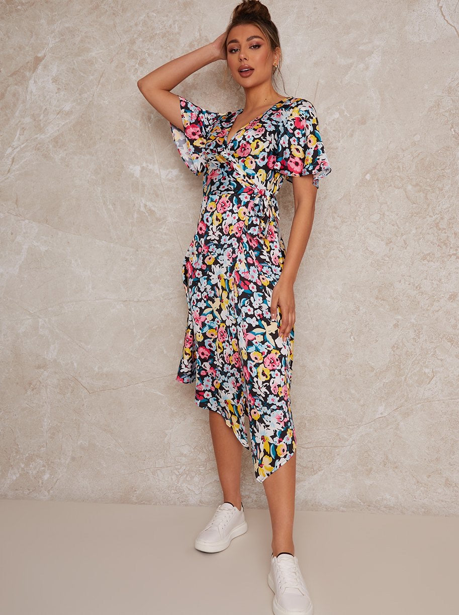 Cait floral print wrap dress