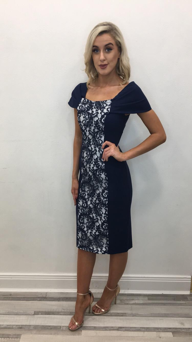 Lisa navy lace insert dress