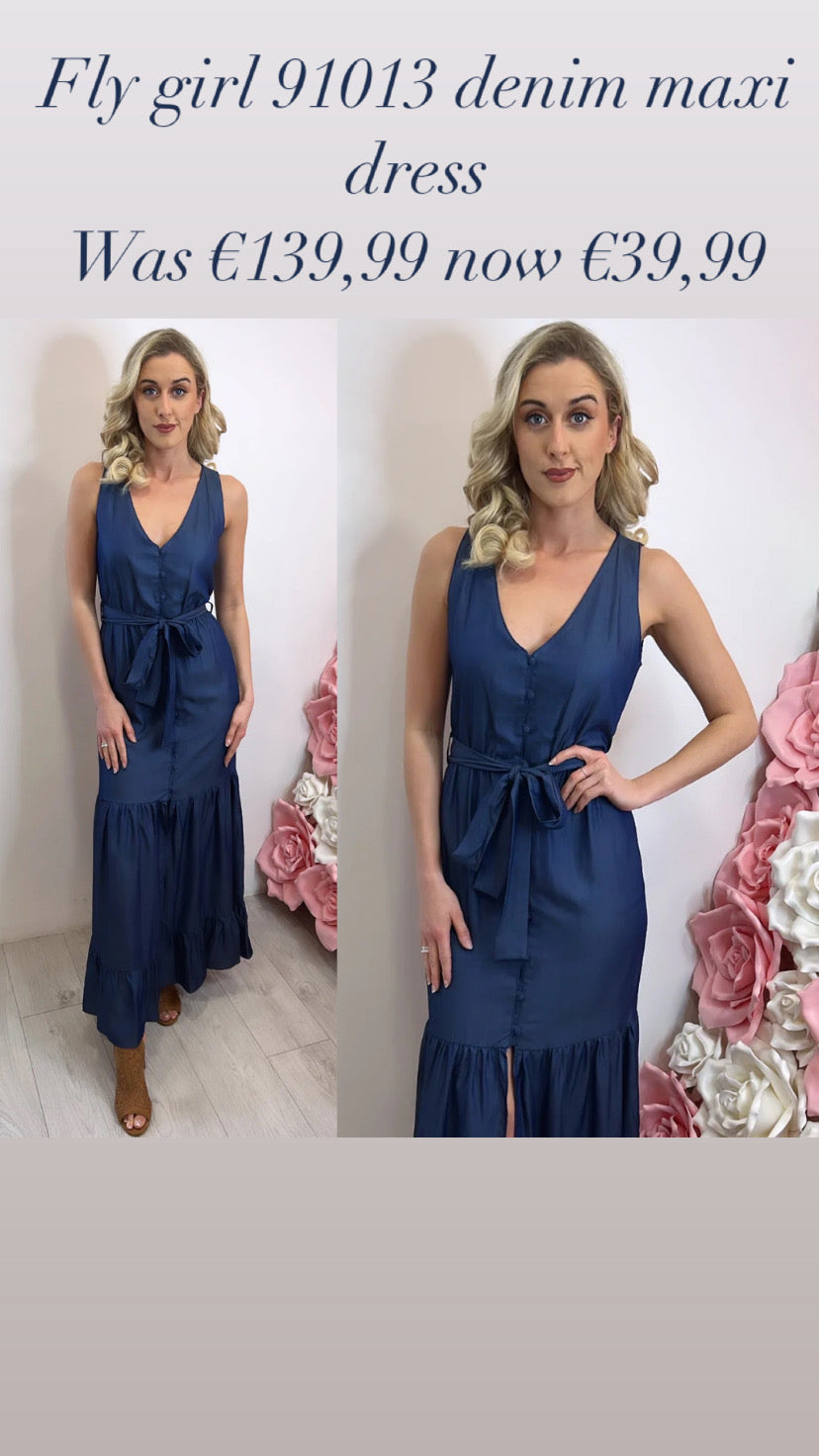 Fly girl 91013 sale denim maxi dress