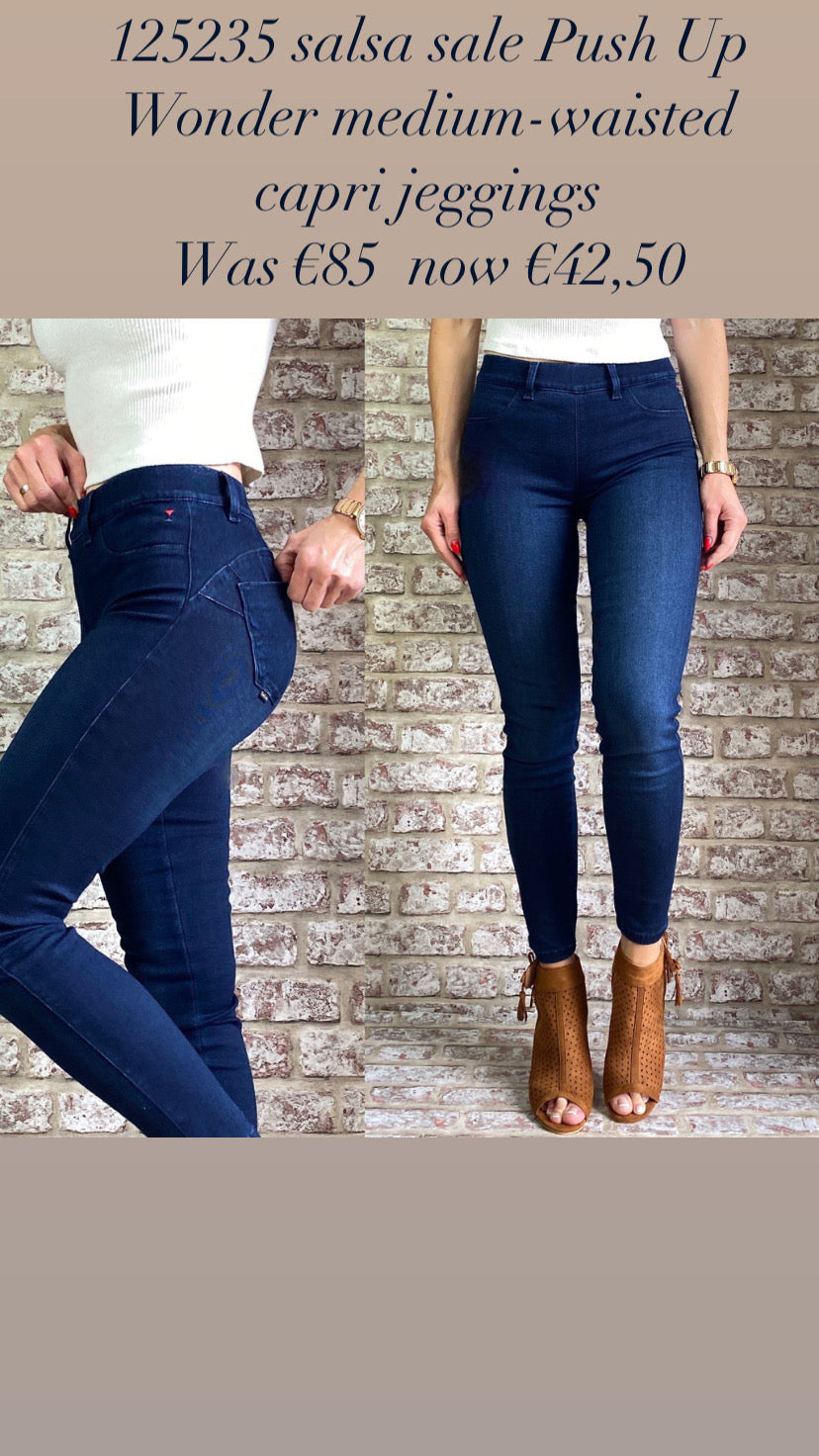 125235 salsa sale Push Up Wonder  dark indigo medium-waisted capri jeggings