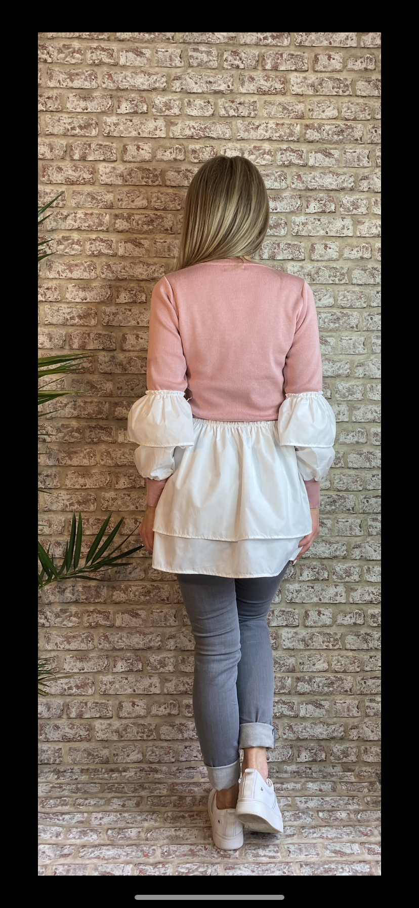 Jessica Blush peplum hem knit