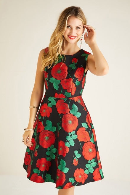 Multi Jacquard Rose Dress