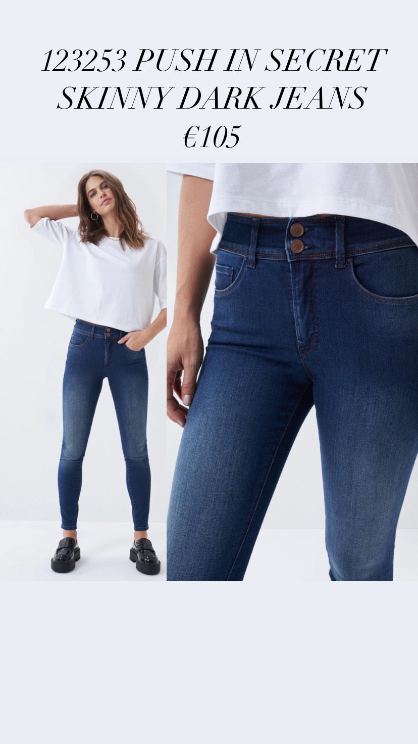 123253 PUSH IN SECRET SKINNY DARK JEANS
