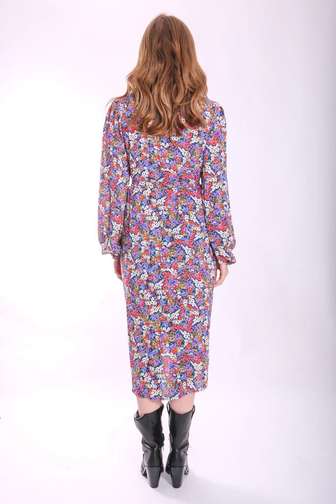 SHRIMP FLORAL DITZY MIDI DRESS traff sale