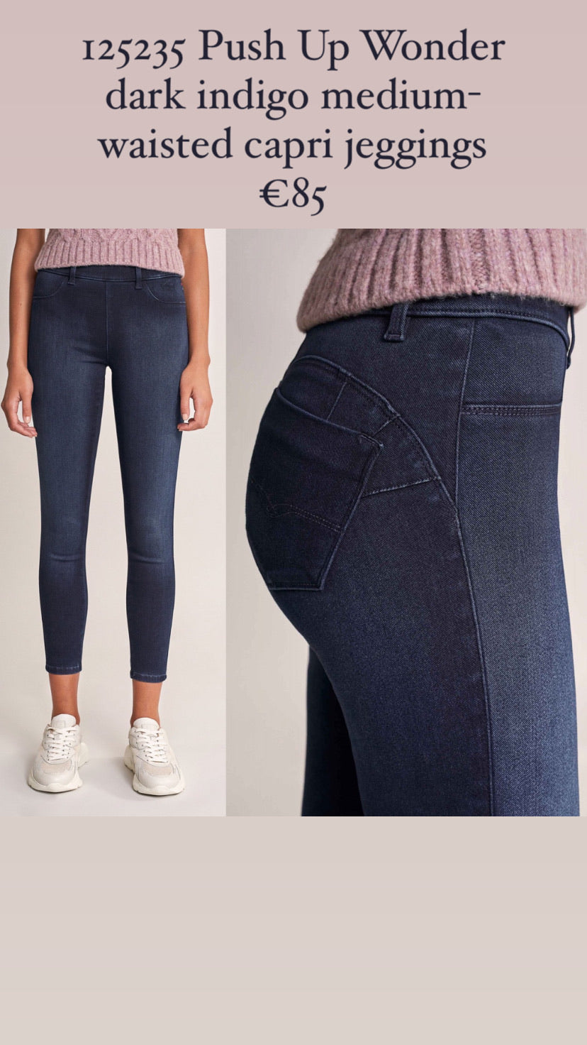 125235 salsa sale Push Up Wonder  dark indigo medium-waisted capri jeggings