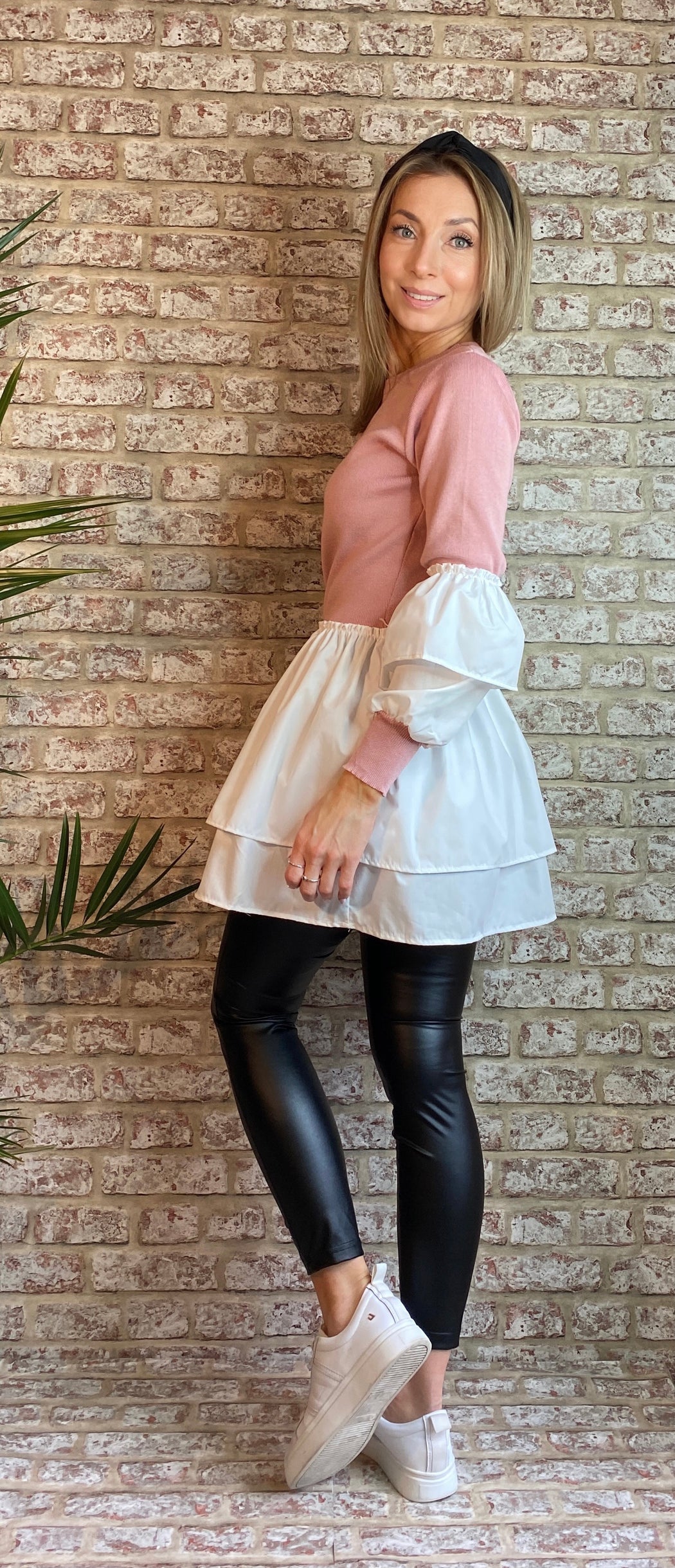 Jessica Blush peplum hem knit