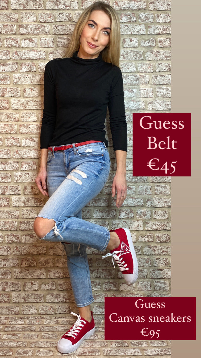 BW7577LEA15 Red guess logo g belt