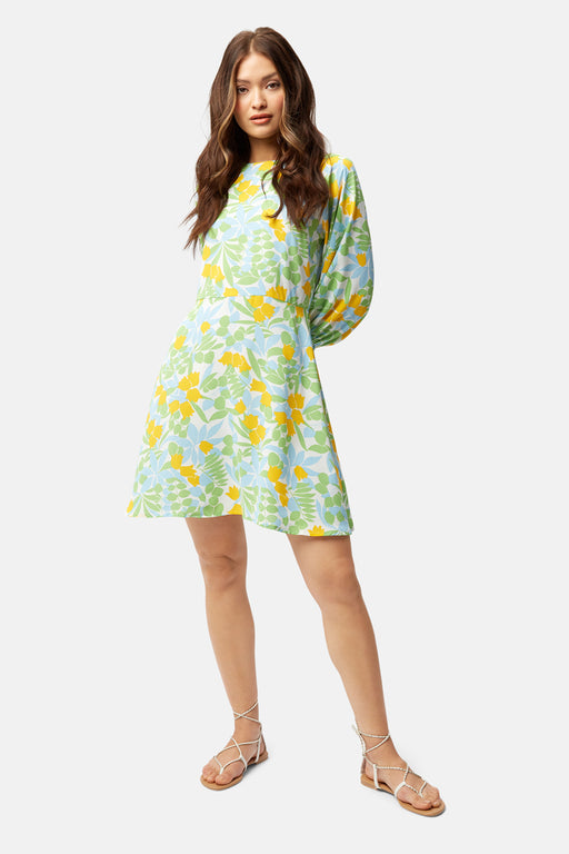 Yellow green Ciara print traffic dress