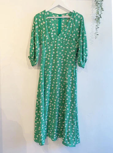 Traffic People Gloria Green Ditzy Floral Print Midi Dress