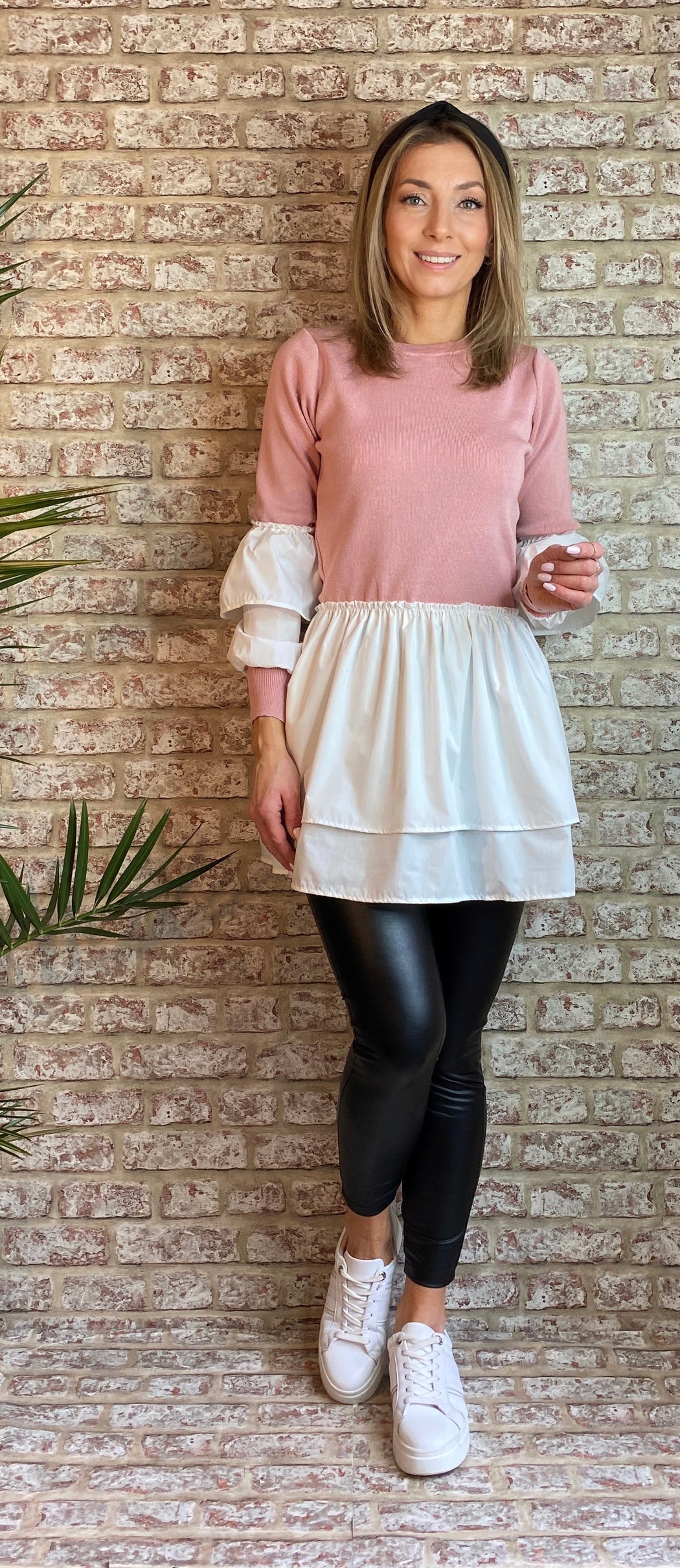 Jessica Blush peplum hem knit