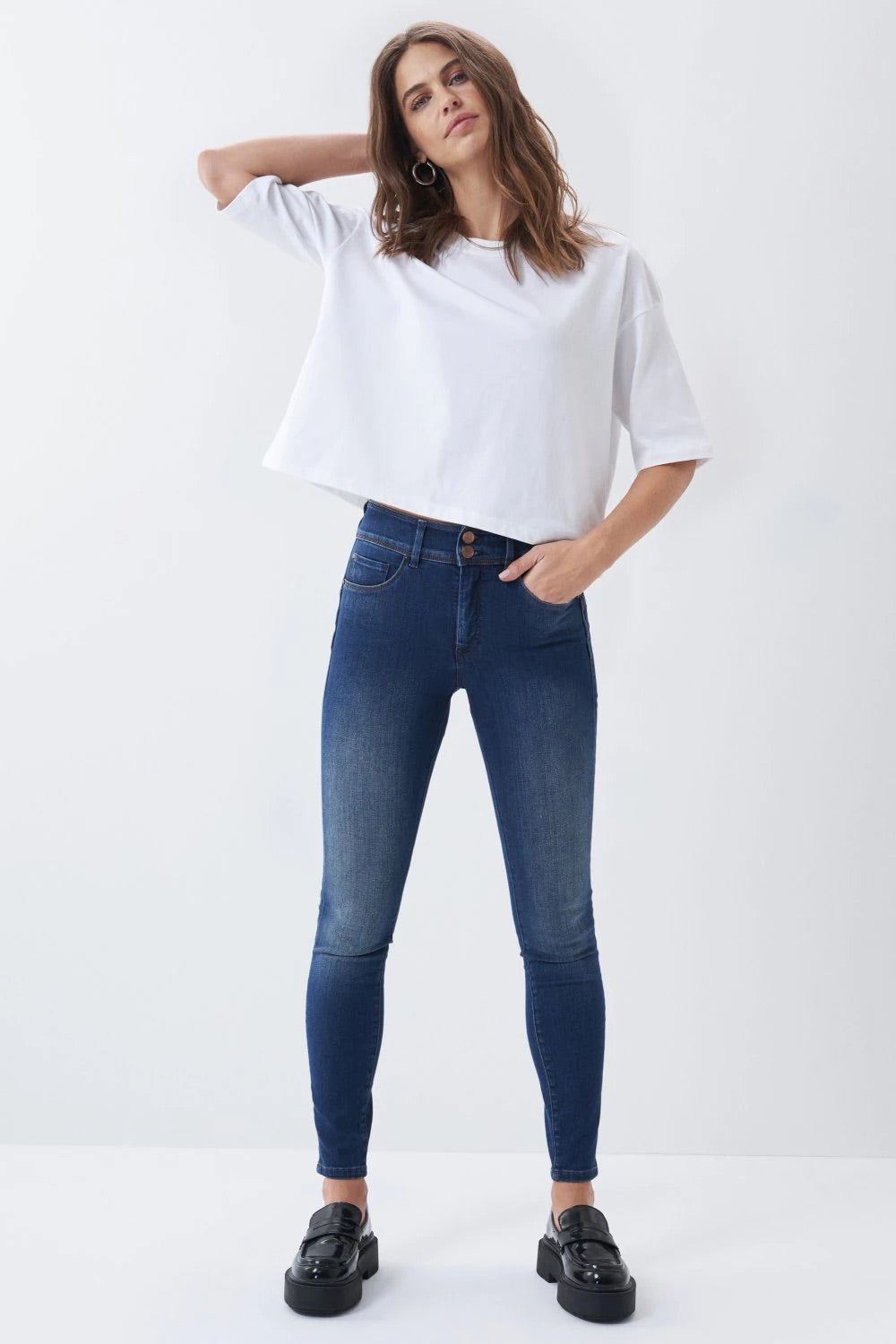 123253 PUSH IN SECRET SKINNY DARK JEANS