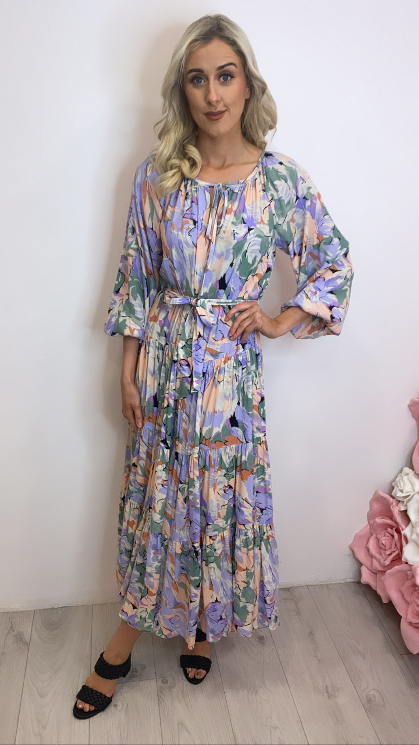 Purple peach Woodstock traffic Boho style dress